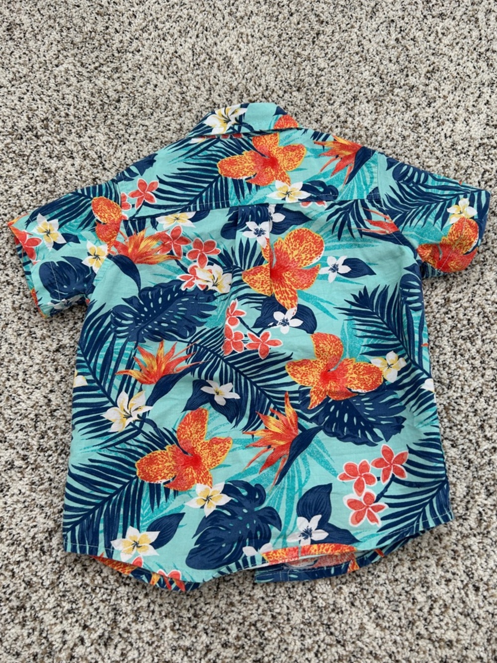 The Children's Place Poplin Short-Sleeve Button Down Shirt, Aqua Tropical, 2T - Picture 3 of 5